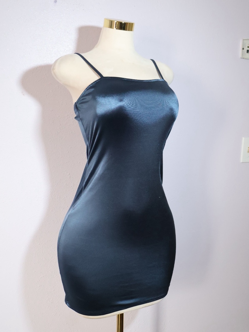 Rue21 Navy Satin Slip Dress with Spaghetti Straps